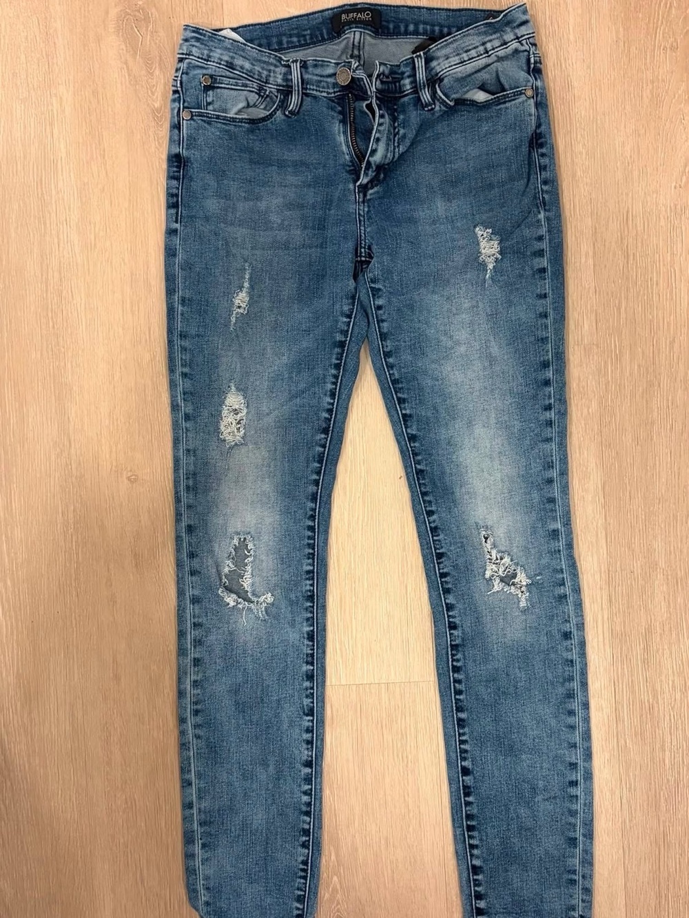 Buffalo David Bitton Medium Blue Distressed Skinny Jeans